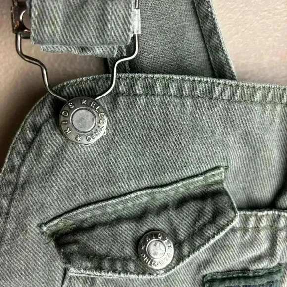 VTG Electric Kids 90s Kids Size 5 Overalls Army Green Combat Crew 100% Cotton - Picture 5 of 11